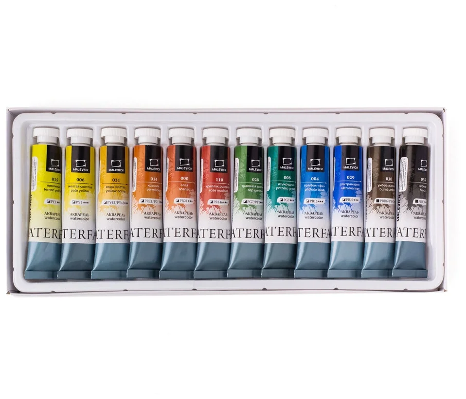 Набор акварельных красок Малевичъ WaterFall, 12 цв. по 12 мл